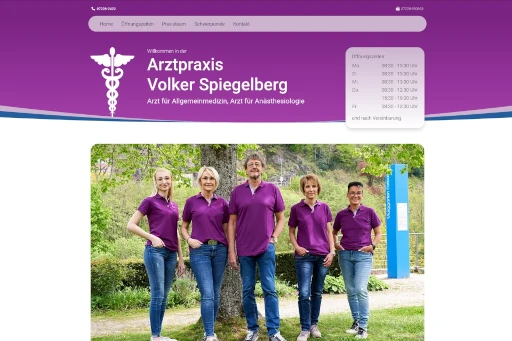 Die Webvisitenkarte der Arztpraxis Volker Spiegelberg aus Forbach im Schwarzwald.